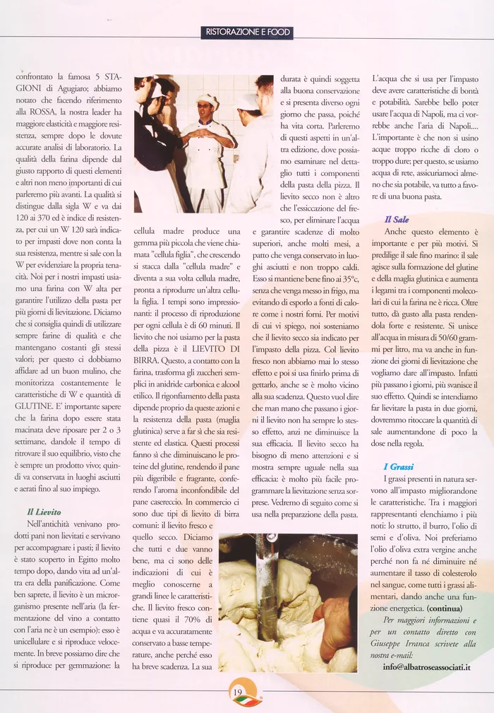 Pagina 19 della rivista Qualitaly di marzo 2003, con il seguito dell’articolo di Giuseppe Irranca su lievito, sale e grassi